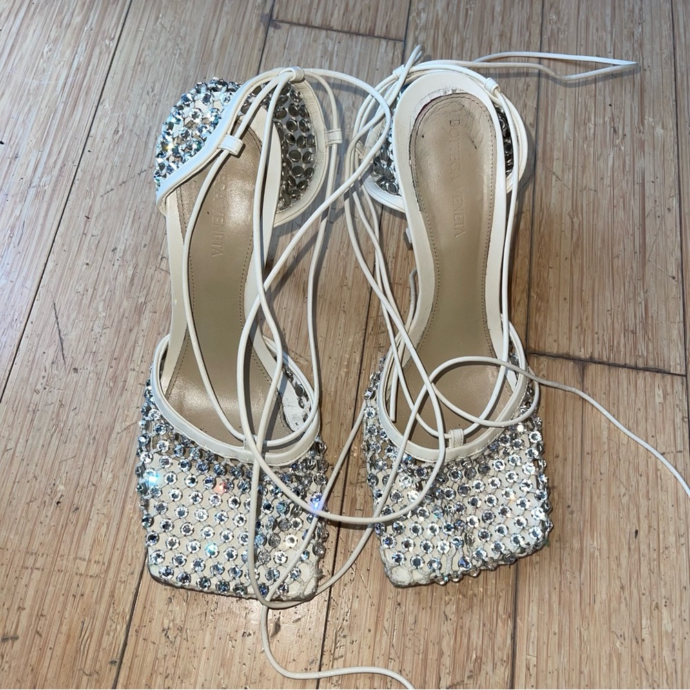 Bottega Veneta Net Heels w Rhinestones